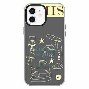 For iPhone 11 Skin Feeling Jelly TPU Hybrid PC Phone Case(Shop Line Draft Black)