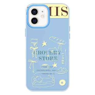 For iPhone 11 Skin Feeling Jelly TPU Hybrid PC Phone Case(Shop Line Draft Blue)
