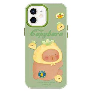 For iPhone 11 Skin Feeling Jelly TPU Hybrid PC Phone Case(Pineapple Capybara Green)