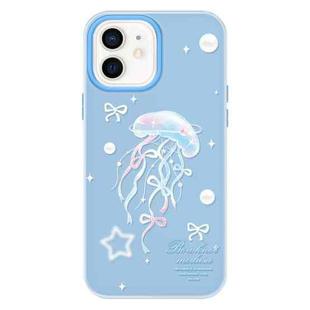 For iPhone 11 Skin Feeling Jelly TPU Hybrid PC Phone Case(Blue Jellyfish)