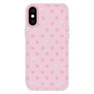 For iPhone X / XS Skin Feeling Jelly TPU Hybrid PC Phone Case(Polka Dot Pink)