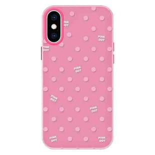 For iPhone X / XS Skin Feeling Jelly TPU Hybrid PC Phone Case(Polka Dot Rose Red)