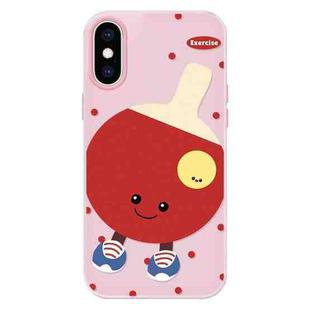 For iPhone X / XS Skin Feeling Jelly TPU Hybrid PC Phone Case(Spin Table Tennis Pink)