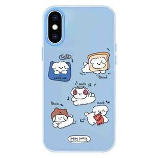 For iPhone X / XS Skin Feeling Jelly TPU Hybrid PC Phone Case(Puppy Party)