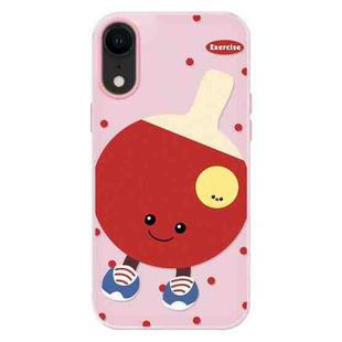 For iPhone XR Skin Feeling Jelly TPU Hybrid PC Phone Case(Spin Table Tennis Pink)