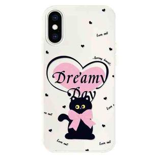 For iPhone XS Max Skin Feeling Jelly TPU Hybrid PC Phone Case(Love Cat White)