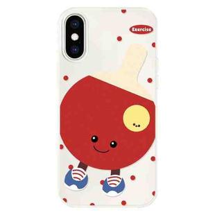 For iPhone XS Max Skin Feeling Jelly TPU Hybrid PC Phone Case(Spin Table Tennis Beige)