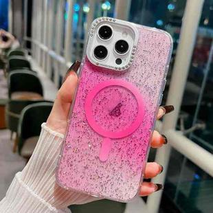 For iPhone 16 Pro Blink Series Metal Lens Frame MagSafe Magnetic IMD Phone Case(Pink)