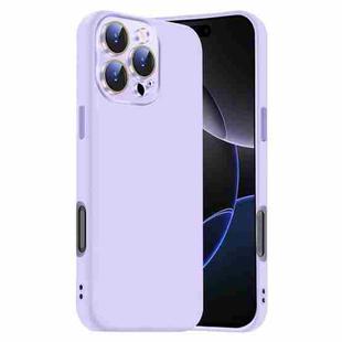 For iPhone 16 Pro Max Nano Lens Cover Liquid Silicone Phone Case(Light Purple)