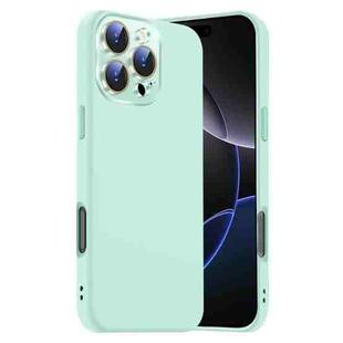 For iPhone 16 Pro Max Nano Lens Cover Liquid Silicone Phone Case(Light Cyan)