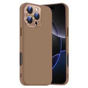 For iPhone 16 Pro Max Nano Lens Cover Liquid Silicone Phone Case(Desert Gold)