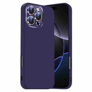 For iPhone 16 Pro Nano Lens Cover Liquid Silicone Phone Case(Dark Purple)