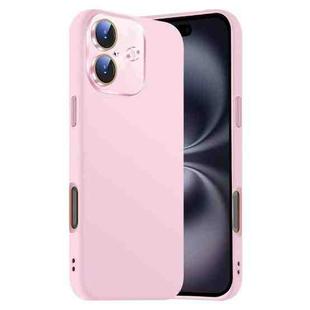 For iPhone 16 Plus Nano Lens Cover Liquid Silicone Phone Case(Pink)