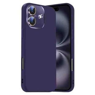 For iPhone 16 Plus Nano Lens Cover Liquid Silicone Phone Case(Dark Purple)