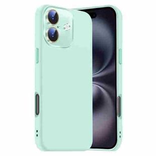 For iPhone 16 Nano Lens Cover Liquid Silicone Phone Case(Light Cyan)