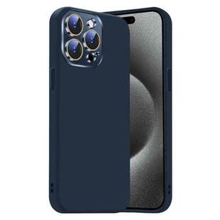 For iPhone 15 Pro Max Nano Lens Cover Liquid Silicone Phone Case(Titanium Blue)