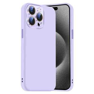 For iPhone 15 Pro Max Nano Lens Cover Liquid Silicone Phone Case(Light Purple)