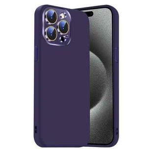 For iPhone 15 Pro Nano Lens Cover Liquid Silicone Phone Case(Dark Purple)