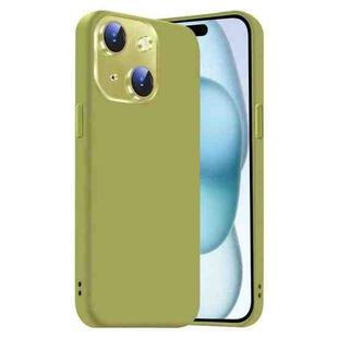 For iPhone 15 Plus Nano Lens Cover Liquid Silicone Phone Case(Fruit Green)