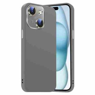 For iPhone 15 Plus Nano Lens Cover Liquid Silicone Phone Case(Titanium Gray)