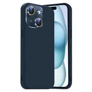 For iPhone 15 Nano Lens Cover Liquid Silicone Phone Case(Titanium Blue)