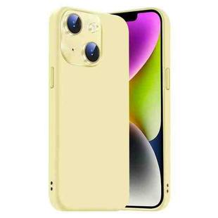 For iPhone 14 Nano Lens Cover Liquid Silicone Phone Case(Yellow)