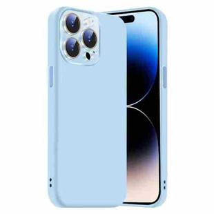 For iPhone 14 Pro Nano Lens Cover Liquid Silicone Phone Case(Light Blue)