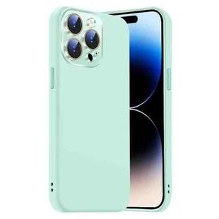 For iPhone 14 Pro Nano Lens Cover Liquid Silicone Phone Case(Light Cyan)