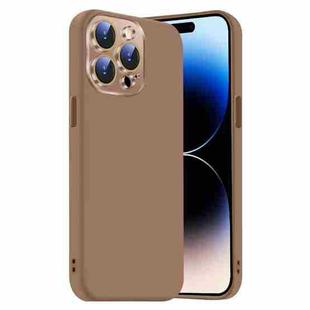 For iPhone 14 Pro Nano Lens Cover Liquid Silicone Phone Case(Desert Gold)