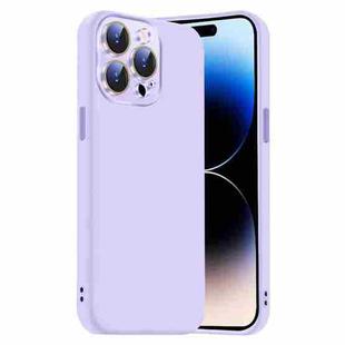 For iPhone 14 Pro Max Nano Lens Cover Liquid Silicone Phone Case(Light Purple)