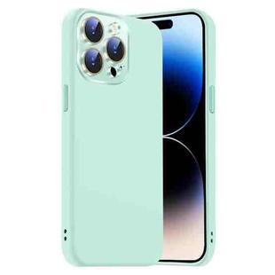 For iPhone 14 Pro Max Nano Lens Cover Liquid Silicone Phone Case(Light Cyan)