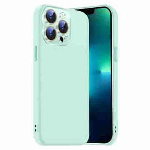 For iPhone 13 Pro Max Nano Lens Cover Liquid Silicone Phone Case(Light Cyan)