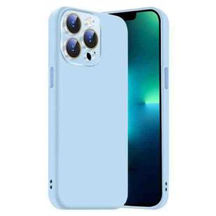 For iPhone 13 Pro Nano Lens Cover Liquid Silicone Phone Case(Light Blue)