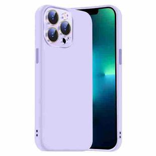 For iPhone 13 Pro Nano Lens Cover Liquid Silicone Phone Case(Light Purple)