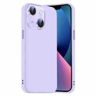 For iPhone 13 Nano Lens Cover Liquid Silicone Phone Case(Light Purple)