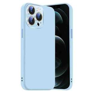 For iPhone 12 Pro Max Nano Lens Cover Liquid Silicone Phone Case(Light Blue)