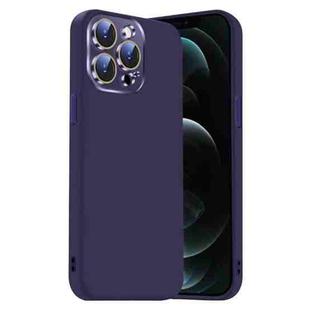 For iPhone 12 Pro Max Nano Lens Cover Liquid Silicone Phone Case(Dark Purple)