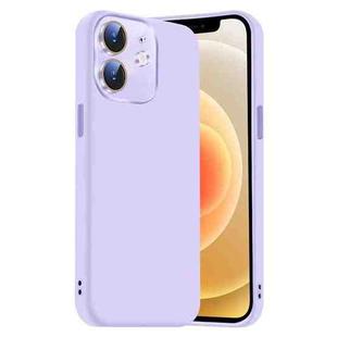 For iPhone 12 Nano Lens Cover Liquid Silicone Phone Case(Light Purple)