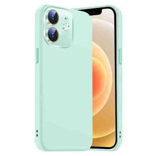 For iPhone 12 Nano Lens Cover Liquid Silicone Phone Case(Light Cyan)