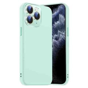 For iPhone 11 Pro Max Nano Lens Cover Liquid Silicone Phone Case(Light Cyan)