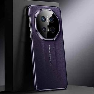 For Huawei Mate 70 RS Ultimate Genuine Leather PC Phone Case(Dark Purple)