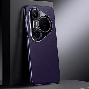 For Huawei Pura 80 Pro 5G Genuine Leather PC Phone Case(Dark Purple)