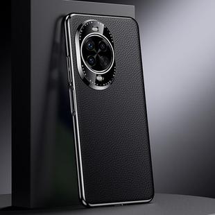 For Huawei nova 14 Genuine Leather PC Phone Case(Black)