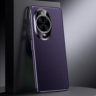 For Huawei nova 14 Pro Genuine Leather PC Phone Case(Dark Purple)
