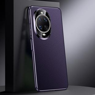 For Huawei nova 14 Ultra Genuine Leather PC Phone Case(Dark Purple)