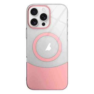 For iPhone 16 Pro Slim Color Contrast MagSafe PC Transparent Phone Case(Pink)