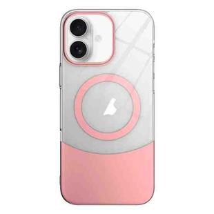 For iPhone 16 Plus Slim Color Contrast MagSafe PC Transparent Phone Case(Pink)