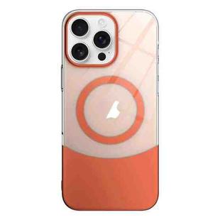 For iPhone 11 Pro Max Slim Color Contrast MagSafe PC Transparent Phone Case(Orange)