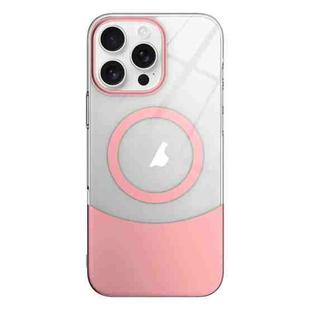For iPhone 11 Pro Max Slim Color Contrast MagSafe PC Transparent Phone Case(Pink)