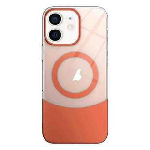 For iPhone 11 Slim Color Contrast MagSafe PC Transparent Phone Case(Orange)